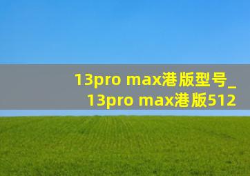 13pro max港版型号_13pro max港版512